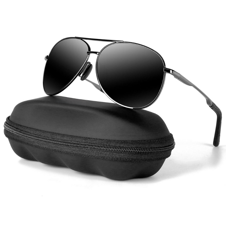 Side profile of unisex polarized driving glasses with lightweight frame
