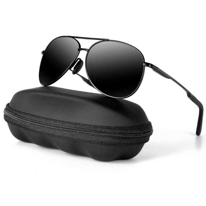 Top-down view of stylish aviator sunglasses featuring gradient lenses