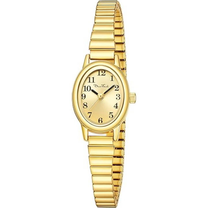 Everyday accessory women's small gold watch side angle view