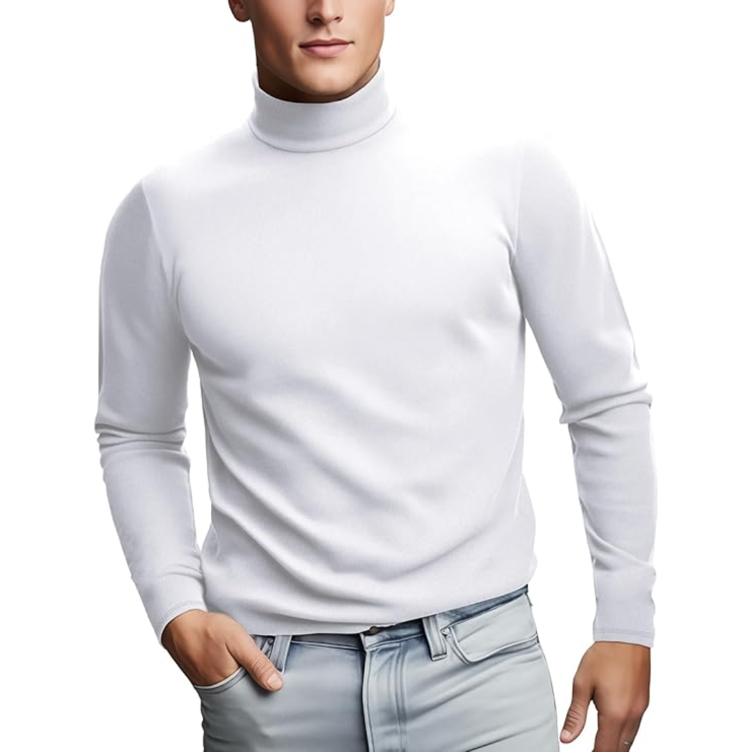 Detailed shot of ribbed collar on mens winter pullover jumper