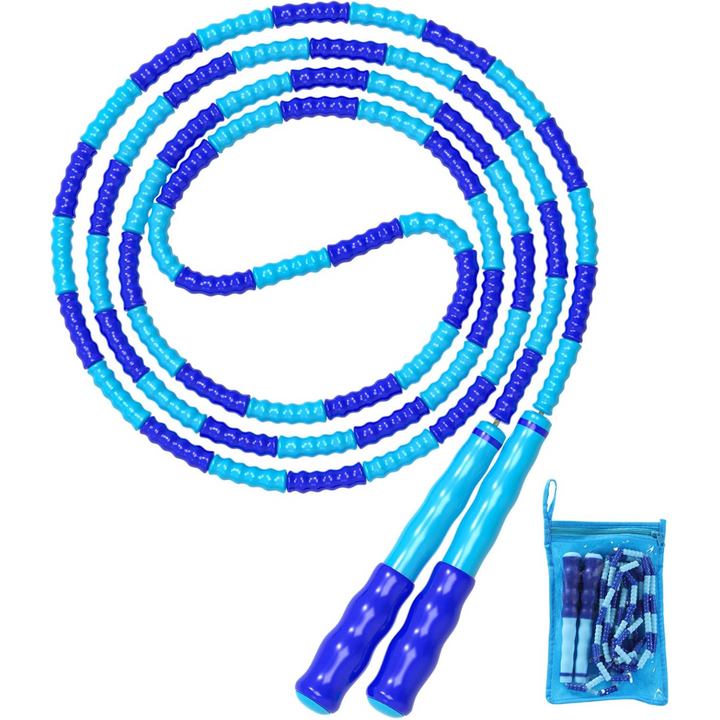 Athletic person using beaded skip rope for high intensity cardio workout