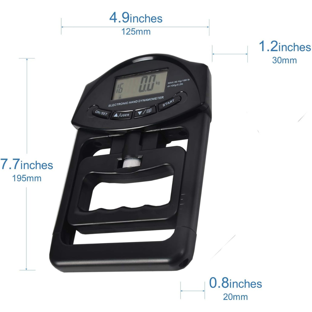 Digital hand strength meter dimensions and digital display readout