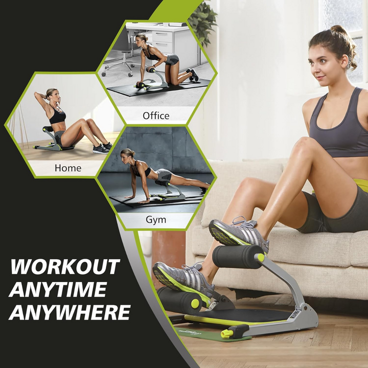 Close up of padded seat and comfortable rollers on ab machine for strength training