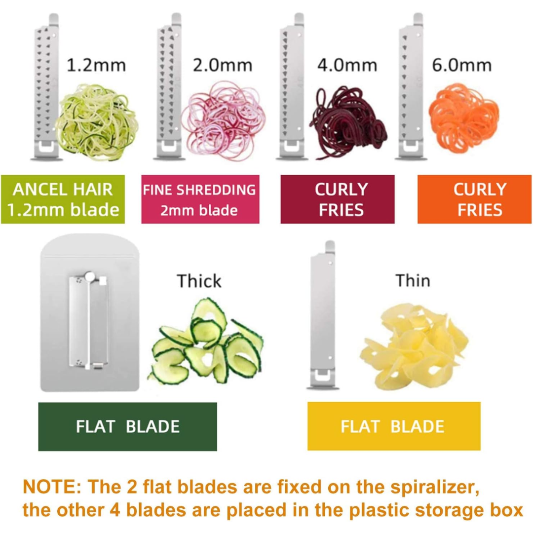 Stainless steel 6-blade spiralizer vegetable cutter for low-carb cooking