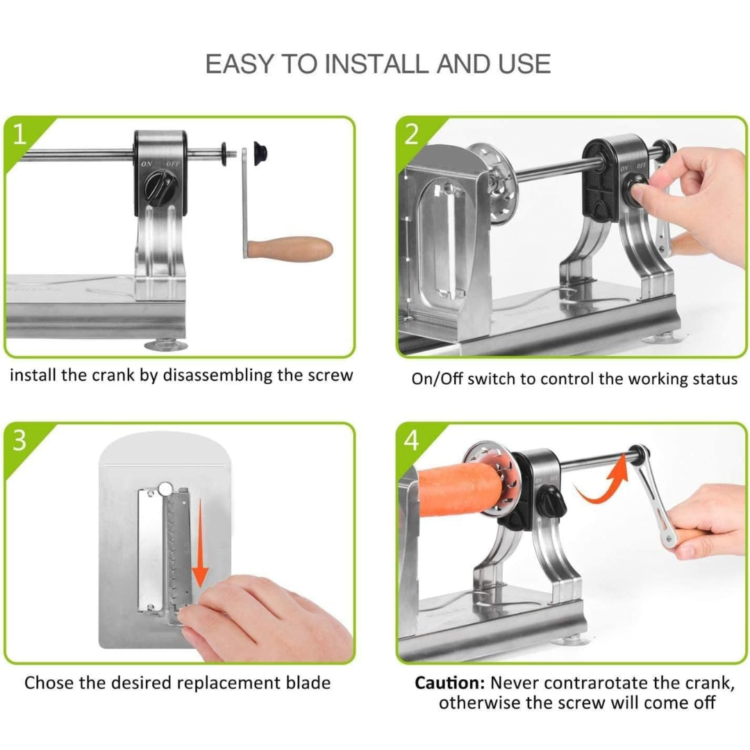 Step-by-step installation and operation guide for the vegetable spiralizer