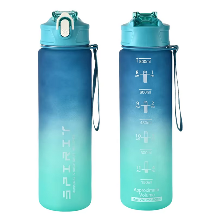 Stylish 1L fitness water bottle shown from a lifestyle angle