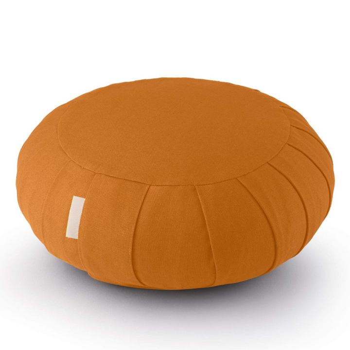 Ergonomic meditation seat filled with natural buckwheat hulls for posture