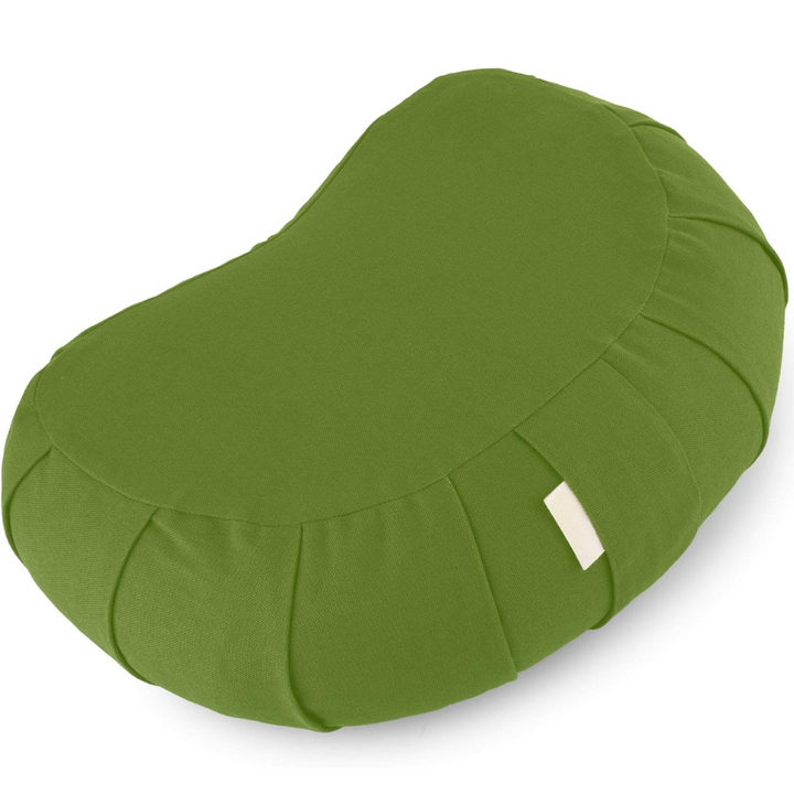 Detailed shot of zipper and removable cover on organic cotton meditation pillow