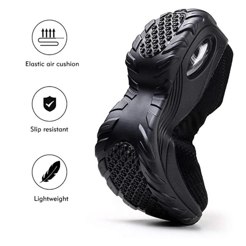Heel support view of women's orthopedic walking footwear