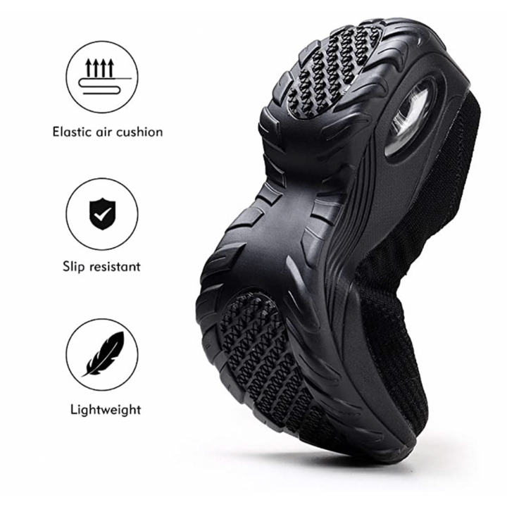 Heel support view of women's orthopedic walking footwear