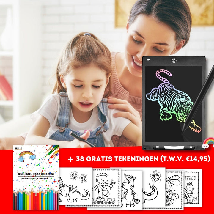 Kids LCD writing tablet and electronic drawing board in blue with stylus