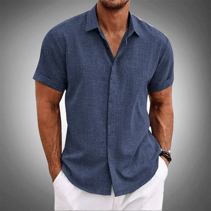 Summer fashion mens short sleeve shirt front view