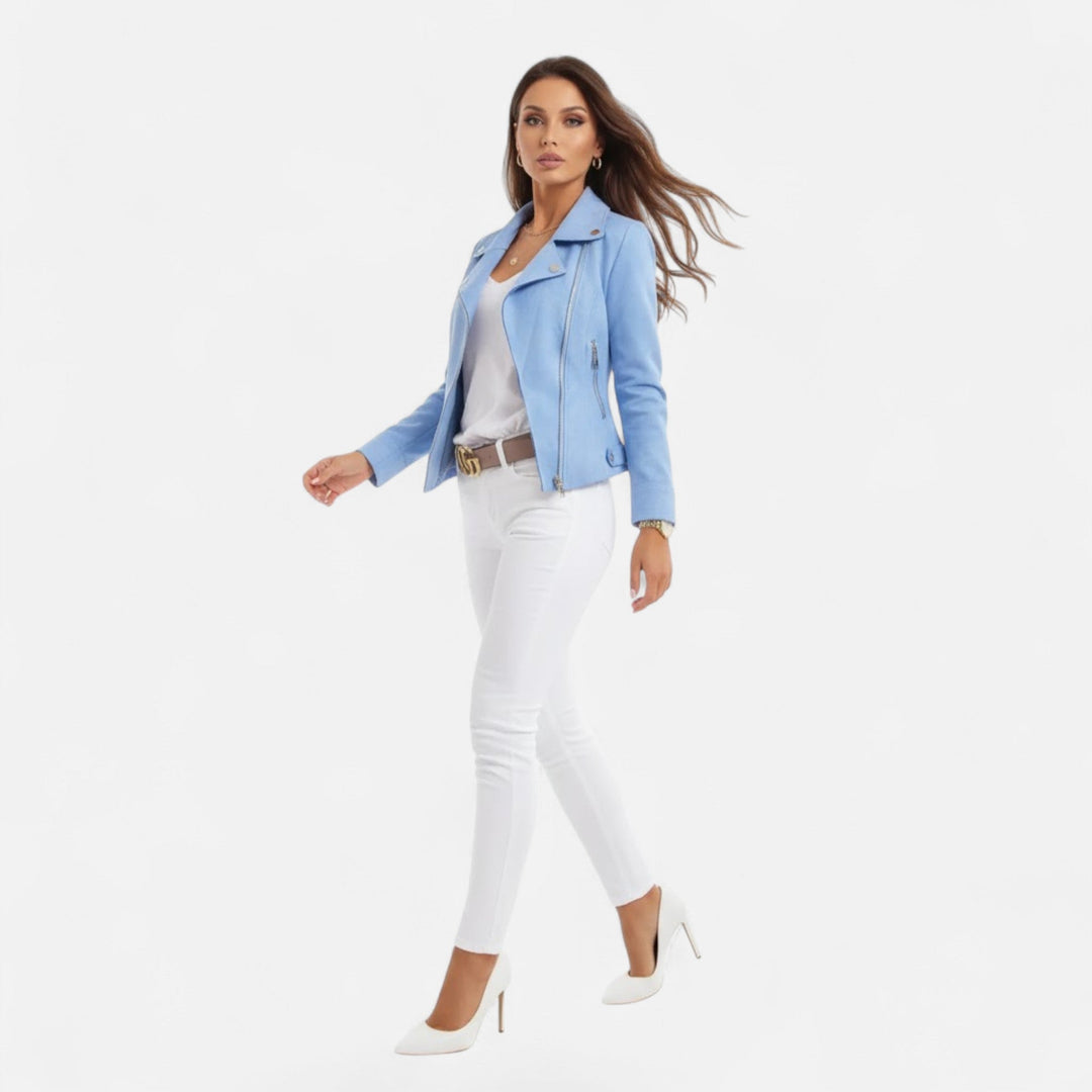 Shoulder and sleeve stitching on womens fashion outerwear