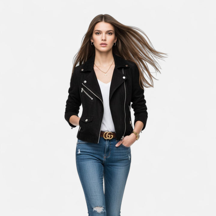 Streetwear casual outerwear bomber jacket for women with front zipper