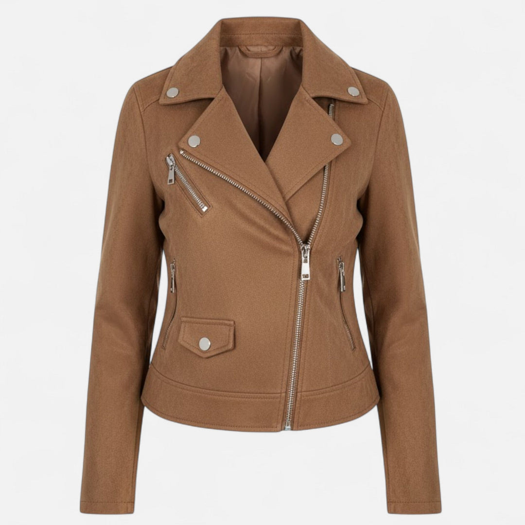 Sleeve zipper accent on women's slim fit streetwear jacket