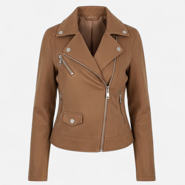 Sleeve zipper accent on women's slim fit streetwear jacket