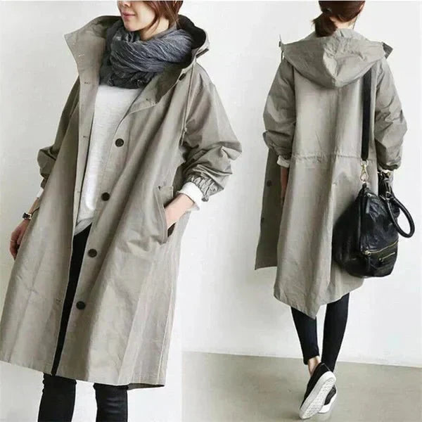 Close-up shot of functional pocket on women's outerwear