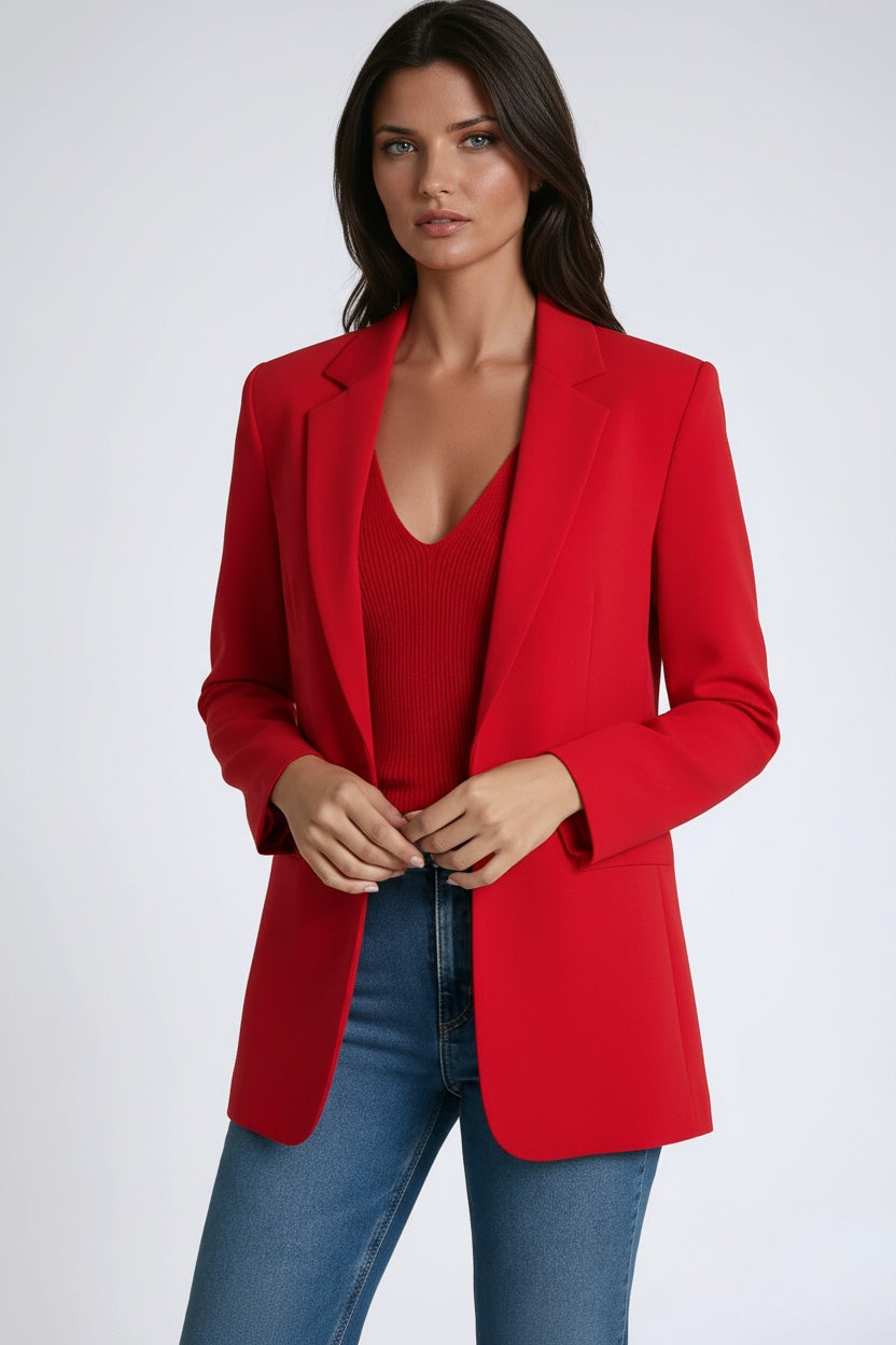 Side profile of the smart casual womens outerwear for office wear