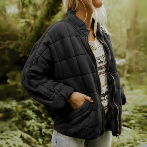 Women's oversized quilted puffer winter jacket in casual daily style