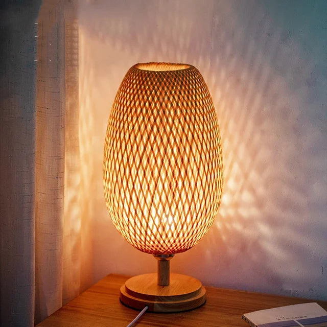 Eco friendly bamboo lighting table lamp for bedroom decor