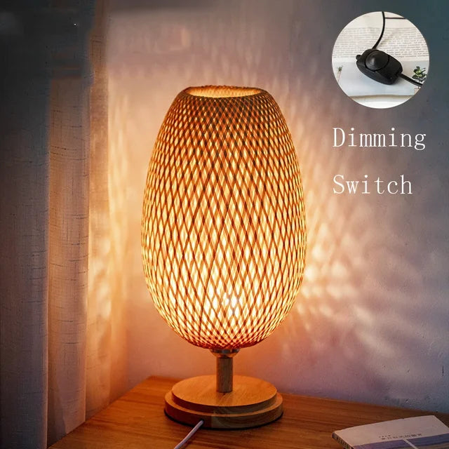 Natural bamboo accent light illuminating a modern living space
