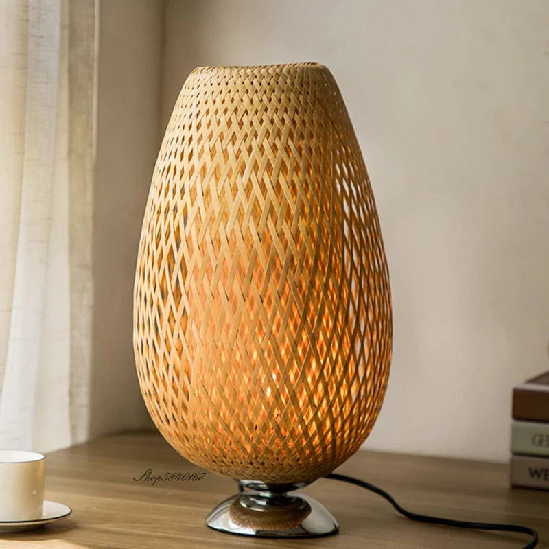 Stylish boho home decor accent lamp with warm glow