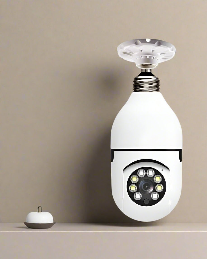 VistaCam wireless security camera with bulb base and LED lights