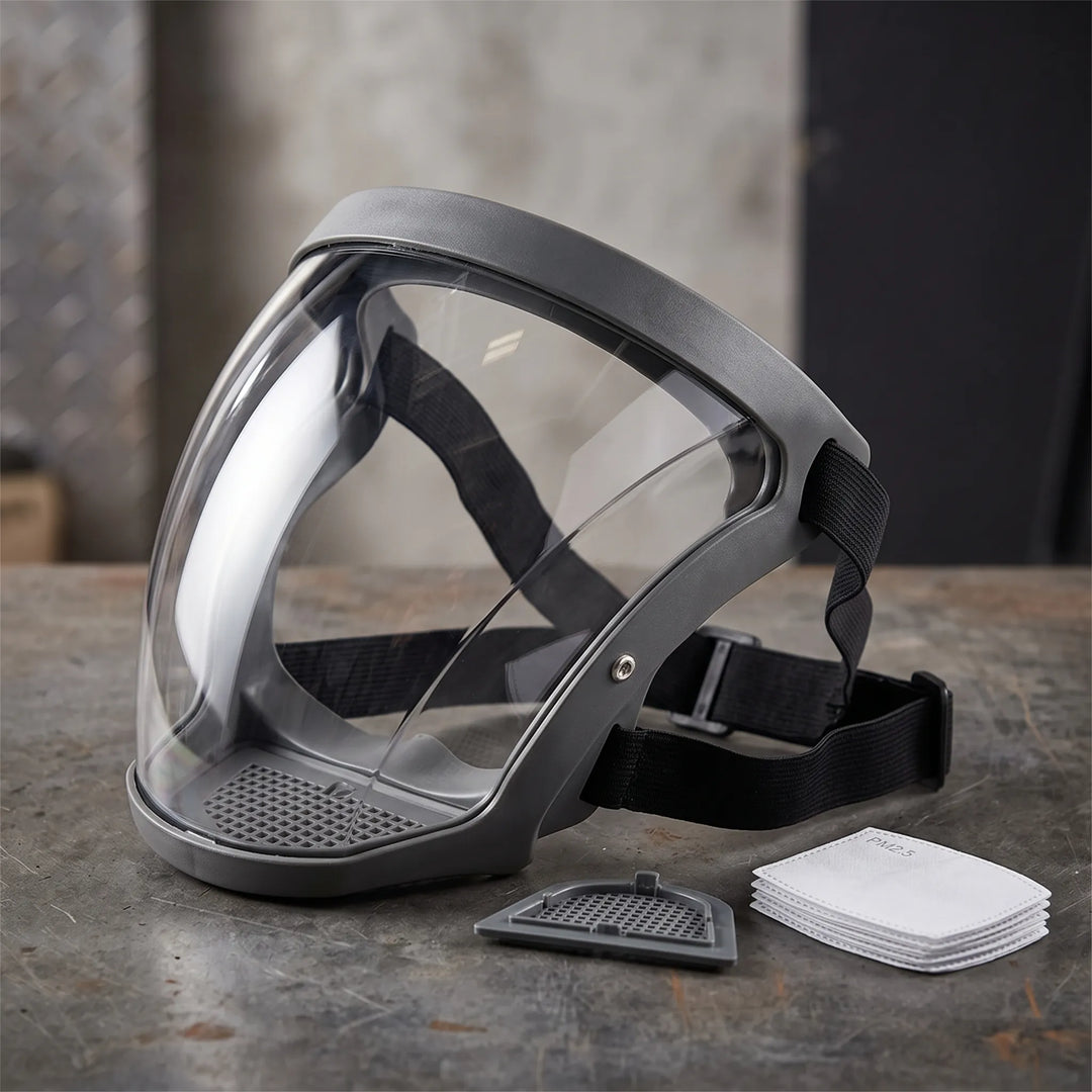 Demolition equipment protective mask with transparent full shield
