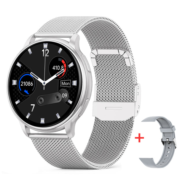 Health monitoring smartwatch showing sleep tracking analysis graphs