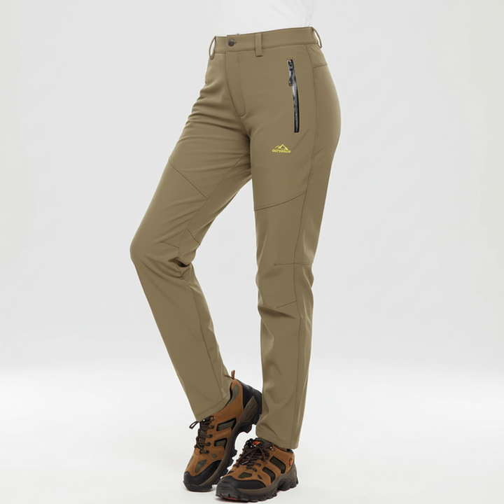 Side view of women's winter thermal trousers for outdoor hiking