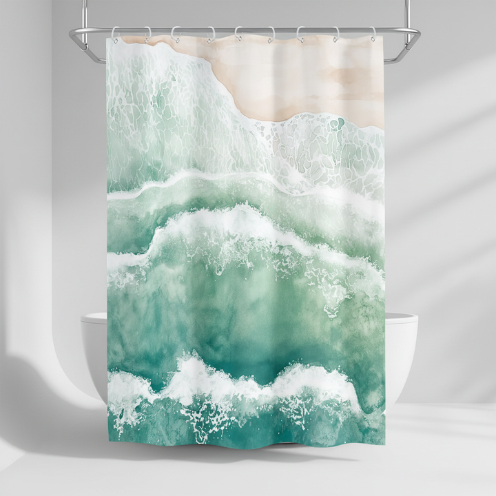 Ocean waves waterproof shower curtain for bathroom accessories