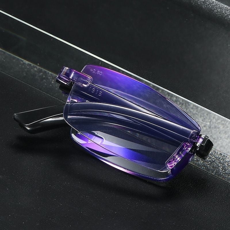 Close-up of flexible reading glasses frame and hinge detail