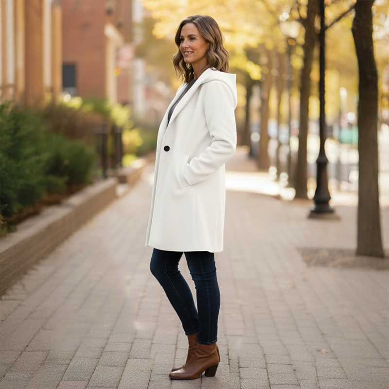 Full outfit inspiration featuring the stylish and cozy oversized hooded coat.