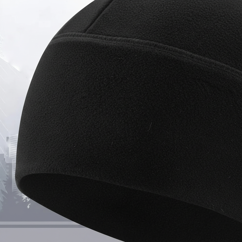 Unisex windproof winter beanie hat showing textured thermal knit fabric close-up