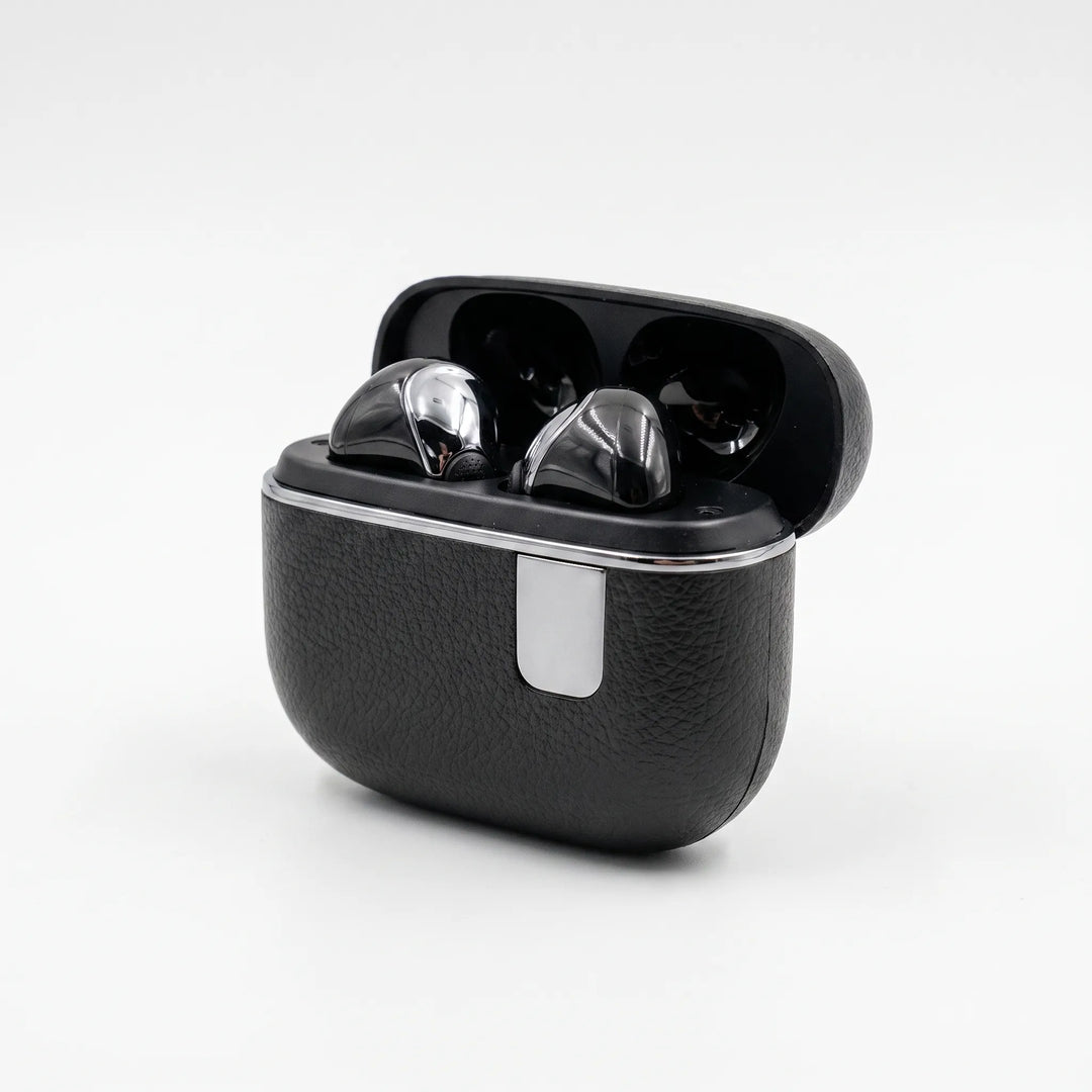 Wireless noise cancelling earbuds showing smart touch control surface