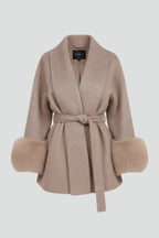 Anastasia | Women’s Belted Fur Cuff Coat