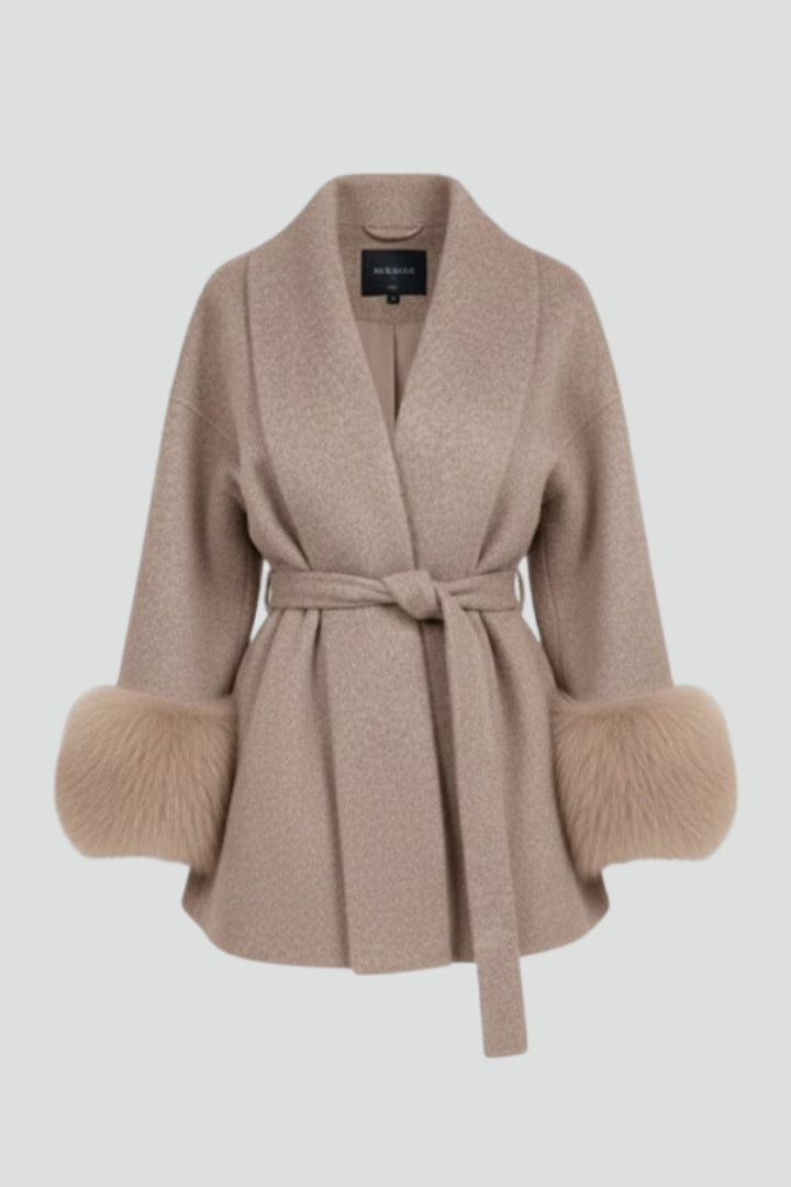 Anastasia | Women’s Belted Fur Cuff Coat