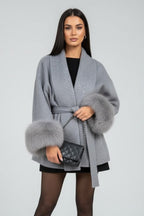 Anastasia | Women’s Belted Fur Cuff Coat