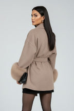 Anastasia | Women’s Belted Fur Cuff Coat