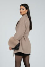 Anastasia | Women’s Belted Fur Cuff Coat