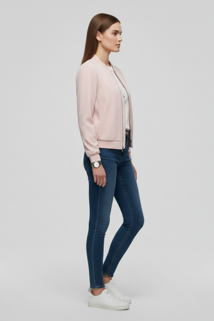 Karen | Women’s Hem Zip Bomber Jacket