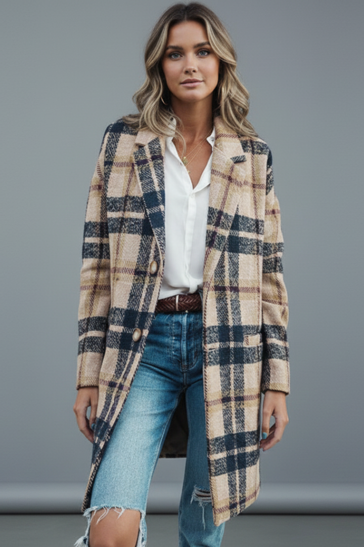 Avelisse | Women’s Plaid Button Coat