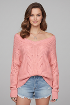 Aurevyn | Women’s V Neck Knit Sweater
