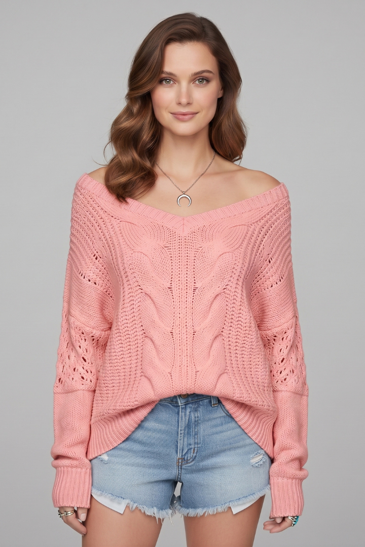 Aurevyn | Women’s V Neck Knit Sweater