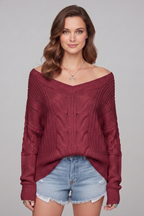 Aurevyn | Women’s V Neck Knit Sweater