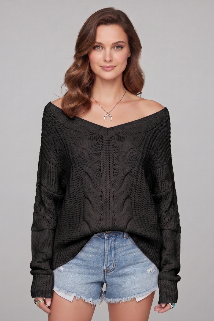 Aurevyn | Women’s V Neck Knit Sweater