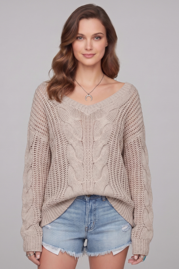 Aurevyn | Women’s V Neck Knit Sweater