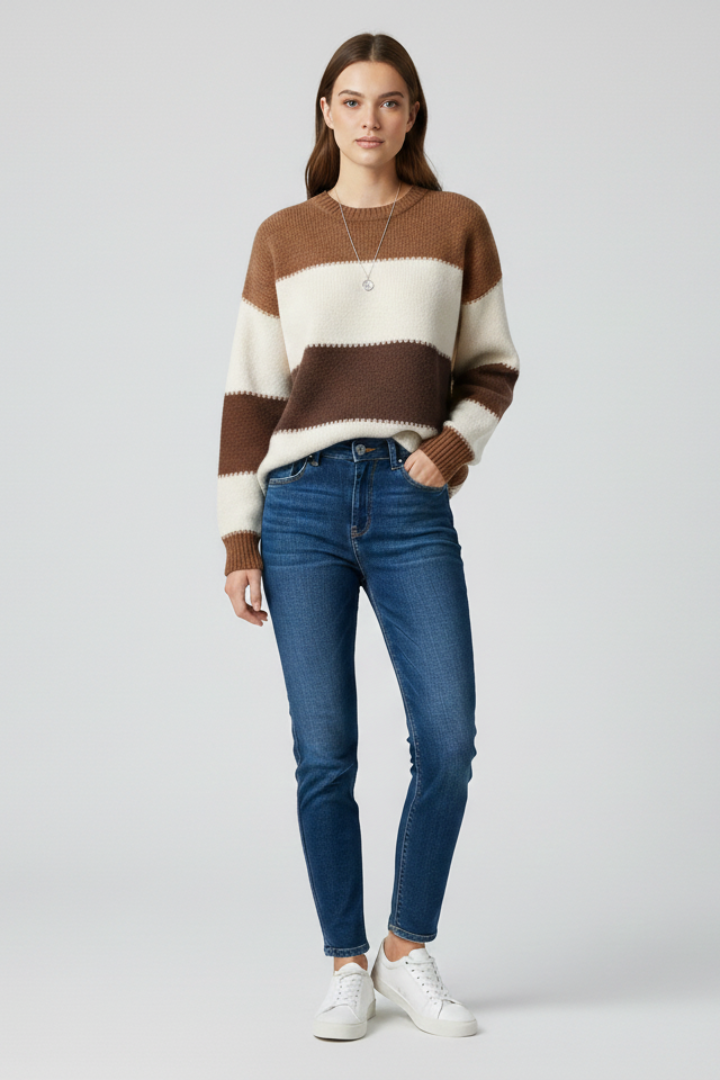 Petra | Women’s Striped Fit Knit Sweater