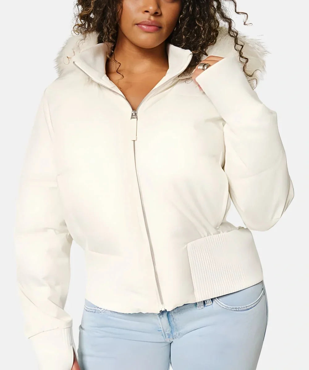 Interior lining and pocket detail of the women's cold weather jacket