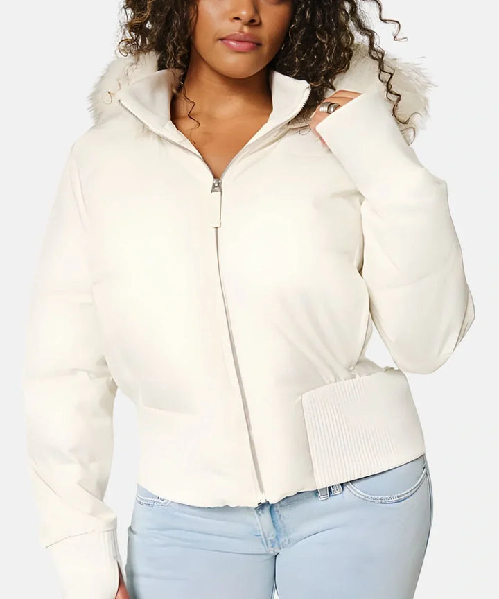 Interior lining and pocket detail of the women's cold weather jacket